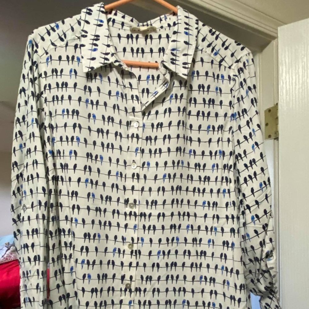Jane and Delancey Blue Bird Blouse